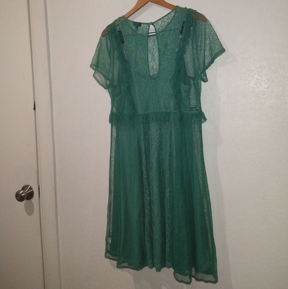 TORRID Lace & Mesh Teal Skater Dress - Picture 7 of 10